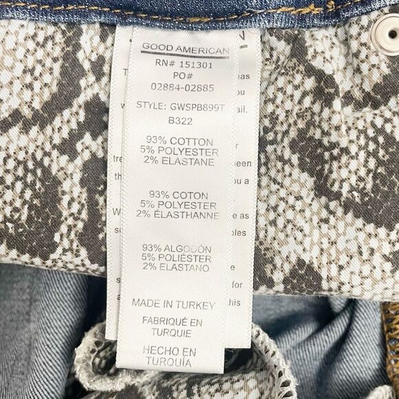 Good American Good Waist Snake Pocket Jeans Medium Wash Distress Skinny Size 27 - Picture 11 of 14